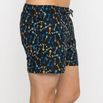 Fish Skelletons Pattern Swim Shorts // Black (S)