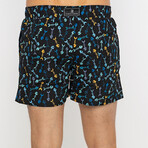 Fish Skelletons Pattern Swim Shorts // Black (S)