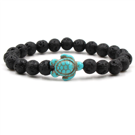 Beaded Turtle Bracelet // Green & Volcanic