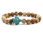 Beaded Turtle Bracelet // Green & Brown