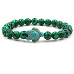 Beaded Turtle Bracelet // Green & Malachite