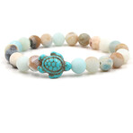 Beaded Turtle Bracelet // Green & Amazonite