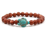 Beaded Turtle Bracelet // Green & Red