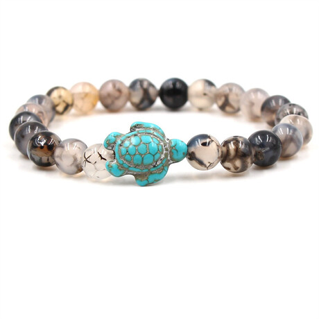 Beaded Turtle Bracelet // Green & Dragon stone