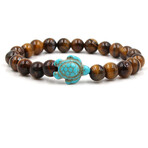 Beaded Turtle Bracelet // Green & Tiger eye