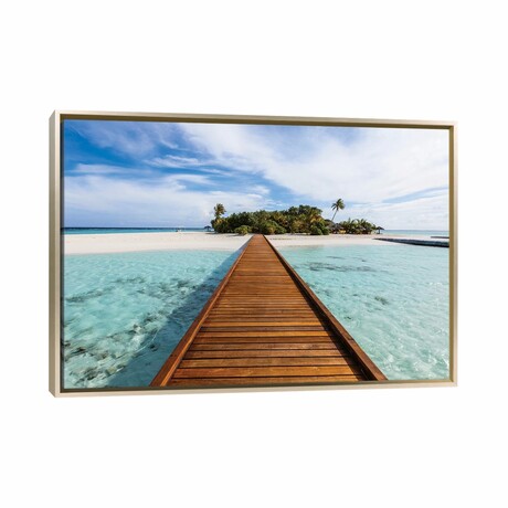 Wooden Jetty To A Tropical Island, Maldives by Matteo Colombo (18"H x 26"W x 1.5"D)