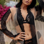 Sheer Lace Robe // Sheer with Black Lace (S)