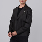Biker Leather Jacket // Black Matte (S)