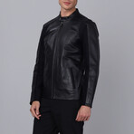 Racer Detail Arms Leather Jacket // Black (S)