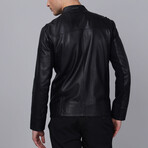 Racer Detail Arms Leather Jacket // Black (S)