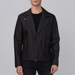 Biker Leather Jacket // Black Matte (S)