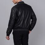 Bomber Quilted Arms Leather Jacket // Black (S)