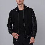 Quilted Arms Leather Jacket // Black (S)