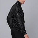 Quilted Arms Leather Jacket // Black (S)
