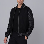 Quilted Arms Leather Jacket // Black (S)