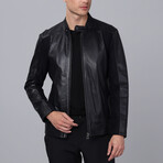 Racer Detail Arms Leather Jacket // Black (S)