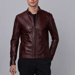 Racer Leather Jacket // Burgundy (S)