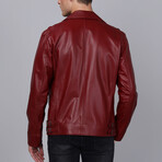 Biker Leather Jacket // Burgundy (S)