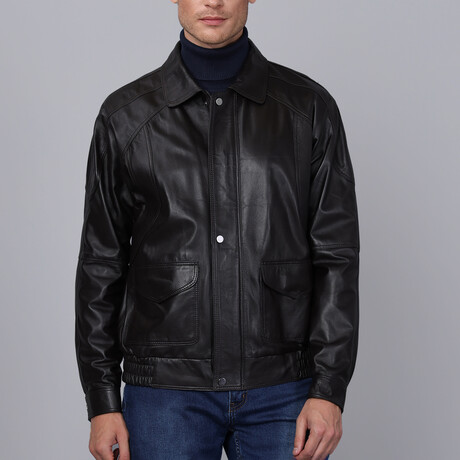 Bomber Leather Jacket // Black (S)
