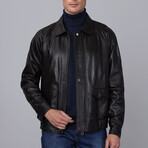 Bomber Leather Jacket // Black (S)