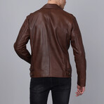 Biker Leather Jacket // Brown (S)