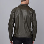 Biker Leather Jacket // Green (S)