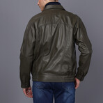 Bomber Leather Jacket // Green (S)