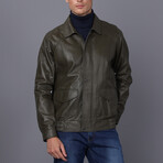 Bomber Leather Jacket // Green (S)
