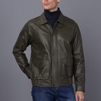 Bomber Leather Jacket // Green (S)