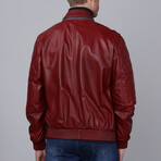 Bomber Quilted Arms Leather Jacket // Burgundy (S)