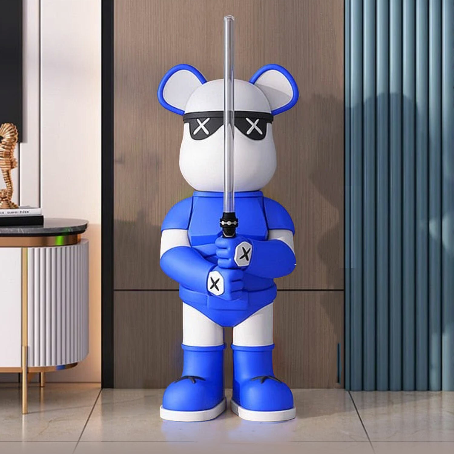 Lightsaber Bear Sculpture // Blue - Cosmic Bear Guardian Statue - Touch of Modern