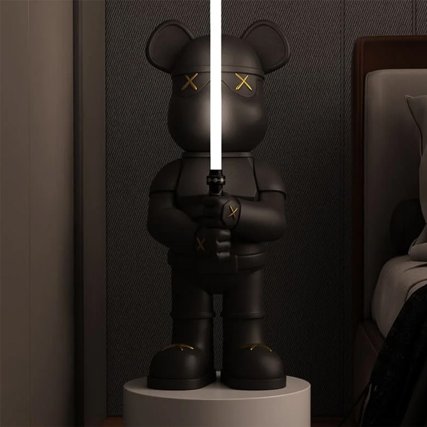 Lightsaber Bear Sculpture // Black - Cosmic Bear Guardian Statue - Touch of Modern