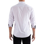 Metallic Criss-Cross Pattern Long Sleeve Dress Shirt // White (XS)