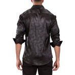 Greek Key Long Sleeve Dress Shirt Black Shine // Black (XS)
