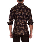 Diagonal Line Fleur Long Sleeve Dress Shirt // Black (XS)