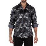 Fog Smudge Long Sleeve Dress Shirt // Black (XS)