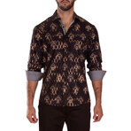 Diagonal Line Fleur Long Sleeve Dress Shirt // Black (XS)