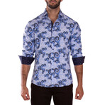 Multicolor Spirals Long Sleeve Dress Shirt // Blue (XS)