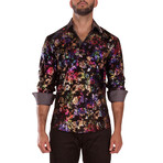 Velvet Paisley Long Sleeve Dress Shirt // Black (XS)