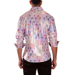 Iridescent Rainbow Fleur Long Sleeve Dress Shirt // White (S)