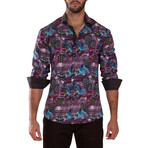 Arcade Print Long Sleeve Dress Shirt // Purple (XS)