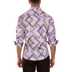 Velvet Greek Key Long Sleeve Dress Shirt // White (XS)