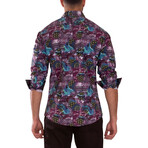 Arcade Print Long Sleeve Dress Shirt // Purple (XS)