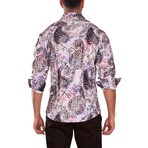 Velvet Paisley Long Sleeve Dress Shirt // White (XS)