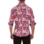 Gemetric Cuff's & Plaket Detail Button Up Shirt // Multicolor + Navy (XL)