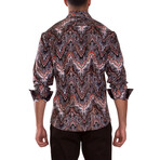 Multicolor Autumn Print Long Sleeve Dress Shirt // Navy (XS)
