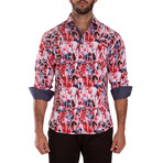 Gemetric Cuff's & Plaket Detail Button Up Shirt // Multicolor + Navy (2XL)