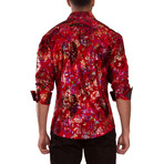 Velvet Paisley Long Sleeve Dress Shirt // Red (XS)