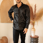 Greek Key Long Sleeve Dress Shirt Black Shine // Black (XS)