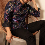 Velvet Paisley Long Sleeve Dress Shirt // Black (XS)